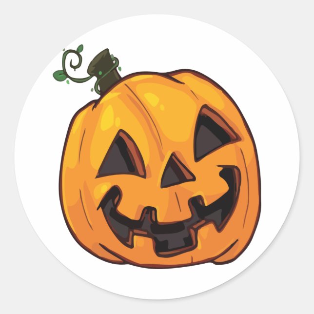 Funny Halloween Pumpkin Classic Round Sticker (Front)