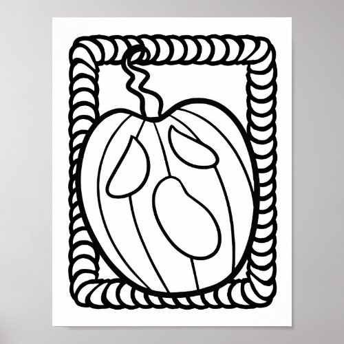 Funny Halloween Pumpkin Coloring Page Poster