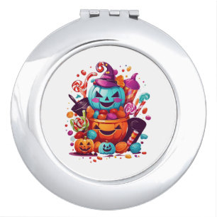 funny halloween pumpkin compact mirror