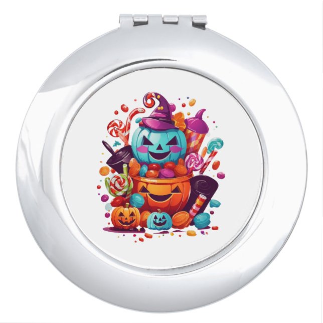 funny halloween pumpkin compact mirror (Front)