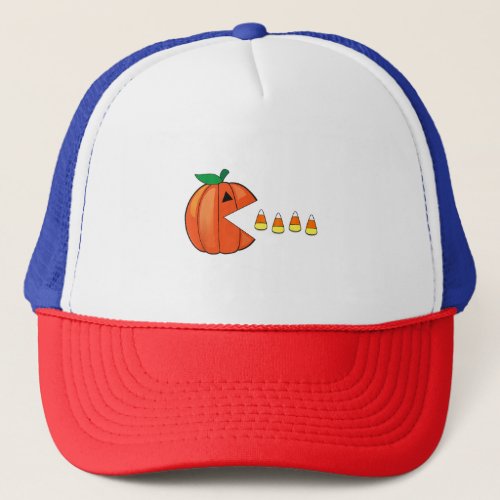 Funny Halloween Pumpkin Eating Candy Corn T_Shirt Trucker Hat