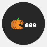 Funny Halloween Pumpkin Eating Ghost  Classic Round Sticker