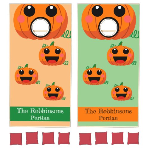 Funny Halloween Pumpkin Family  Cornhole Set