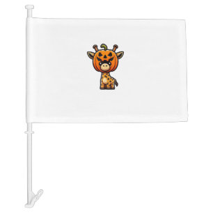 Funny Halloween Pumpkin Giraffe Autumn Helmet Hat Car Flag