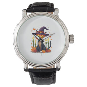 Funny Halloween Pumpkin Head Cat Lover Watch
