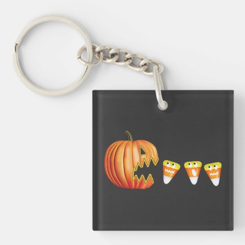 Funny Halloween Pumpkin Jack o Lantern Eating Cand Keychain