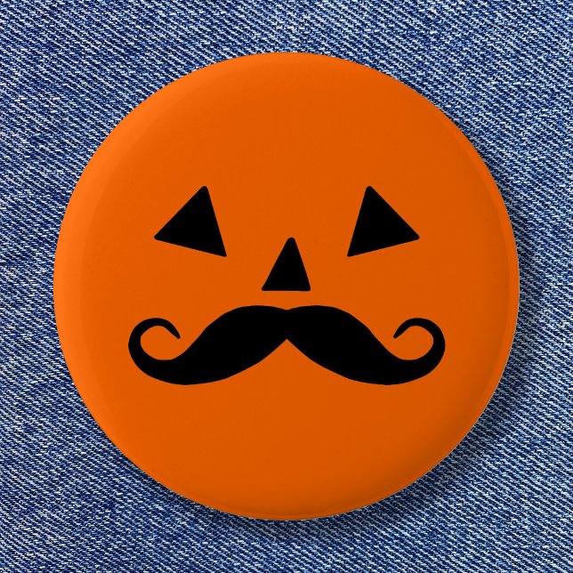 Funny Halloween Pumpkin Moustache Button (Pumpkin Moustache Button)