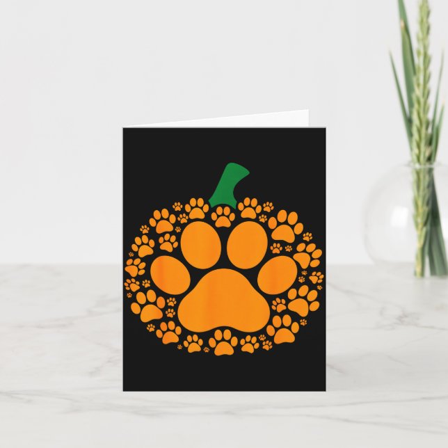 Funny Halloween Pumpkin Paw Print Dog Lover Cat  Card (Front)