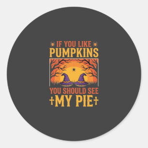 Funny Halloween Pumpkin Pie Witch Design_1 Classic Round Sticker