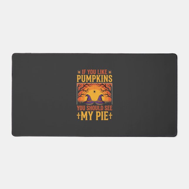 Funny Halloween Pumpkin Pie Witch Design_1 Desk Mat (Front)