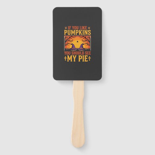 Funny Halloween Pumpkin Pie Witch Design_1 Hand Fan
