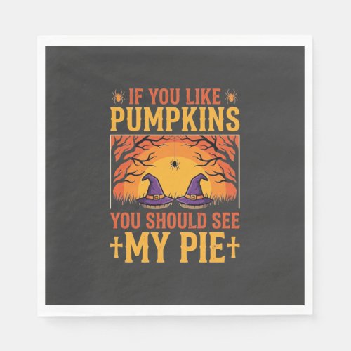 Funny Halloween Pumpkin Pie Witch Design_1 Napkins