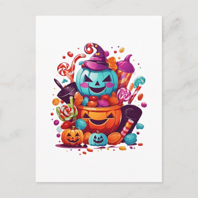 funny halloween pumpkin postcard (Front)
