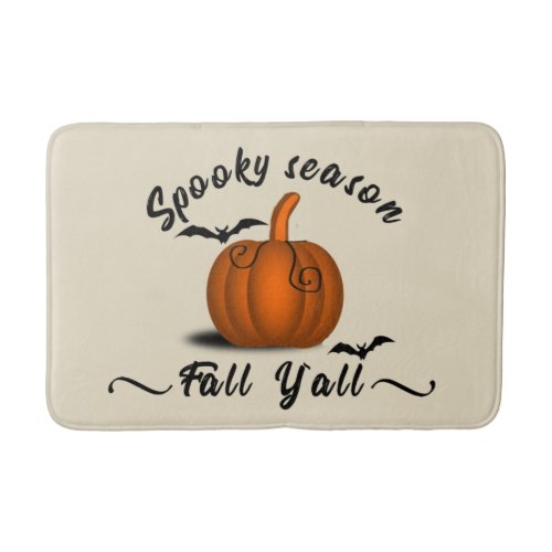 Funny Halloween pumpkin season is here Bath Mat