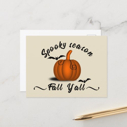 Funny Halloween pumpkin season is here Holiday Postcard