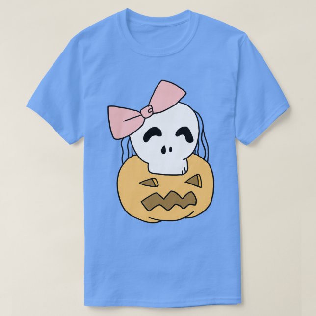 Funny Halloween Pumpkin Skull Gift For Child Wife  T-Shirt (Design Front)