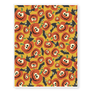 Funny Halloween Pumpkins & Bats Temporary Tattoos