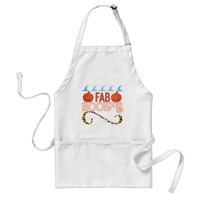 Funny, Halloween Pumpkins, Fab BooLous Leopard Adult Apron (Front)