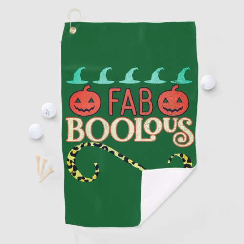 Funny Halloween Pumpkins Fab BooLous Leopard Golf Towel
