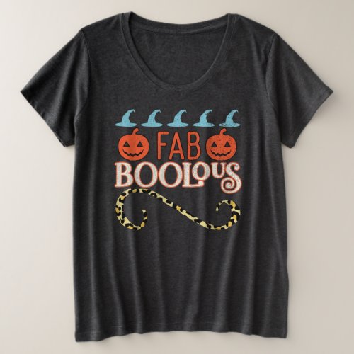 Funny Halloween Pumpkins Fab BooLous Leopard Plus Size T_Shirt