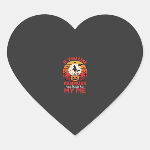 Funny Halloween Pumpkins Pie Design_1 Heart Sticker