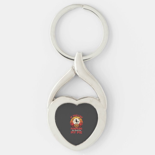 Funny Halloween Pumpkins Pie Design_1 Keychain (Front)