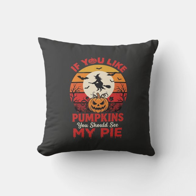 Funny Halloween Pumpkins Pie Design_1 Throw Pillow (Front)