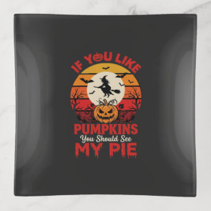 Funny Halloween Pumpkins Pie Design_1 Trinket Tray