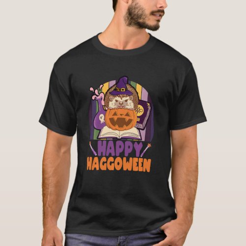 Funny Halloween Pun Happy Haggoween Animal Hedgeho T_Shirt