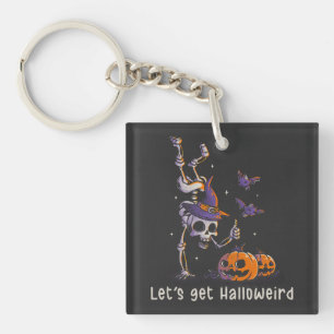 Funny Halloween Quote Let’s get Halloweird Pun Keychain