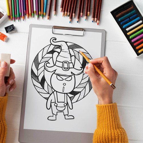 Funny Halloween Rabbit Coloring Page Poster