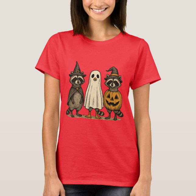 Funny Halloween Raccoon cute boo T-Shirt (Front)