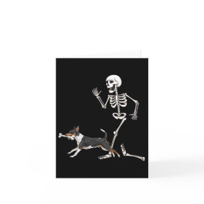 Funny Halloween Rat Terrier And Skeleton  Card