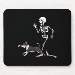 Funny Halloween Rat Terrier And Skeleton  Mouse Pad