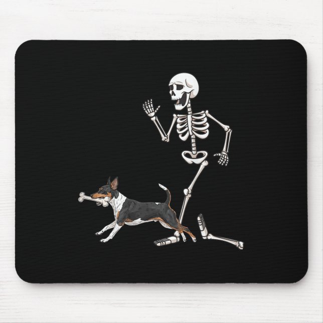 Funny Halloween Rat Terrier And Skeleton  Mouse Pad (Front)