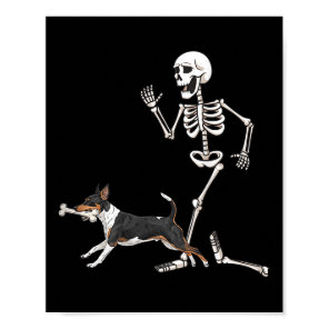 Funny Halloween Rat Terrier And Skeleton  Poster
