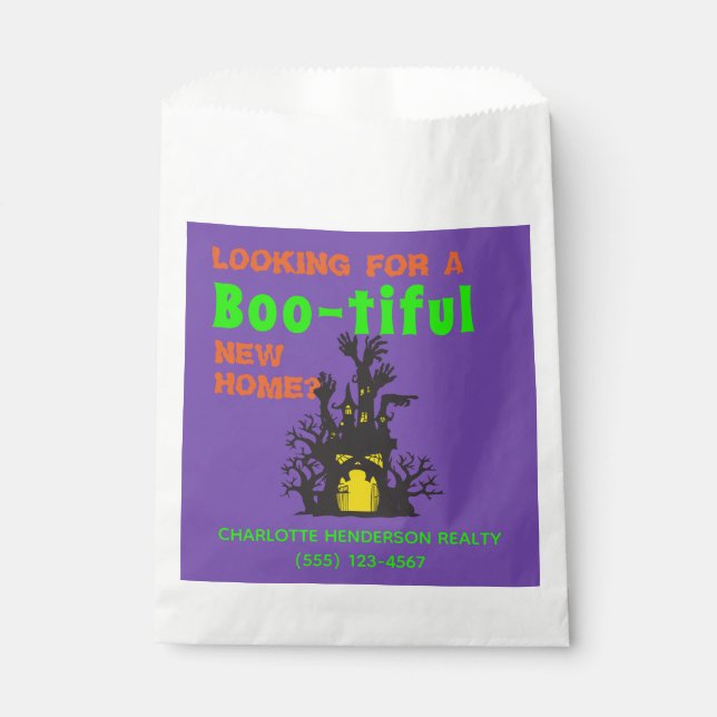 Funny Halloween Real Estate Haunted House Favor Bag (Front)