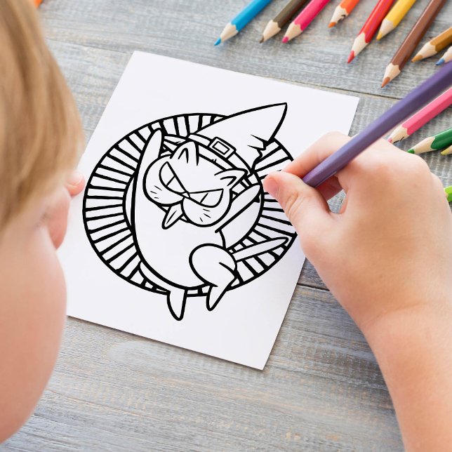 Funny Halloween Rude Cat Coloring Page Poster (Creator Uploaded)