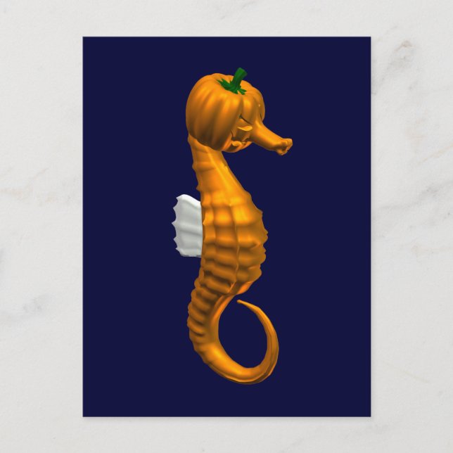 Funny Halloween Seahorse Postcard (Front)