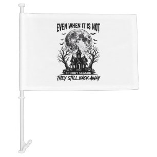 Funny Halloween Shirt Spooky Season Run Away Desig Car Flag