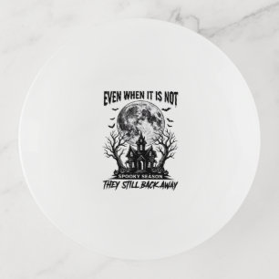 Funny Halloween Shirt Spooky Season Run Away Desig Trinket Tray