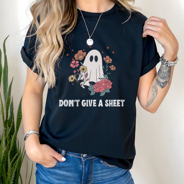Funny Halloween Shirt with Cute Ghost and Flowers (Creator Uploaded)