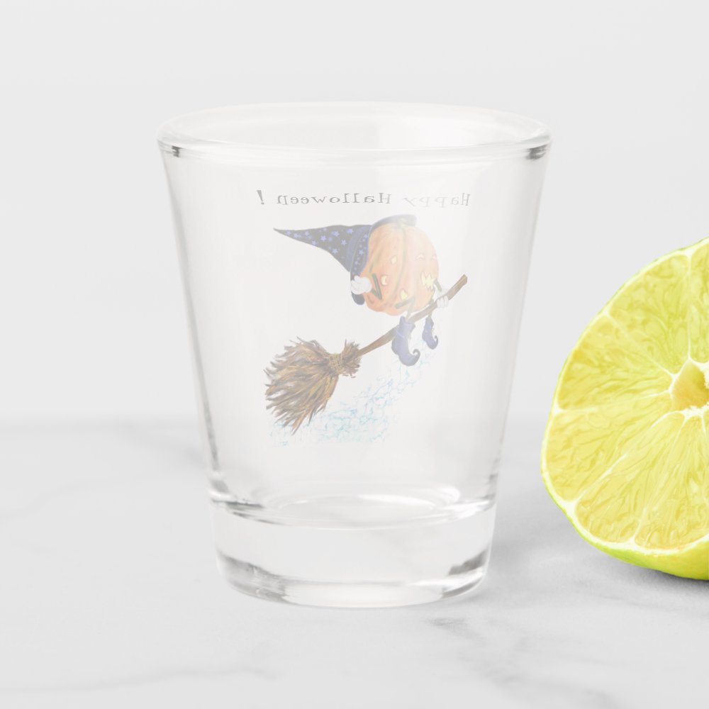 Disover Funny Halloween Shot Glass Witch Pumpkin Flying