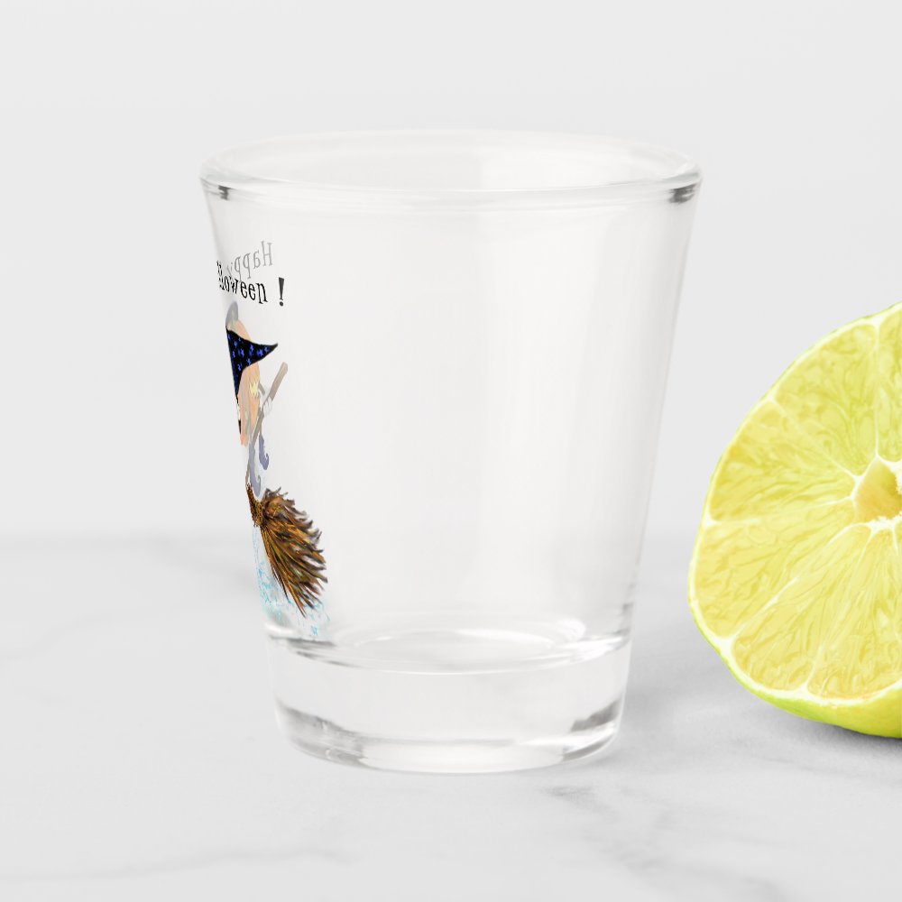 Disover Funny Halloween Shot Glass Witch Pumpkin Flying