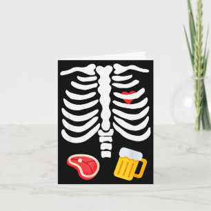 Funny Halloween Skeleton Beer & Steak Costume Card