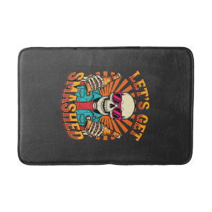 Funny Halloween Skeleton Beer Smashed Design_1 Bath Mat