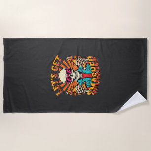 Funny Halloween Skeleton Beer Smashed Design_1 Beach Towel