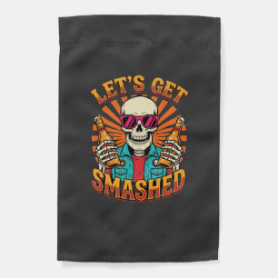 Funny Halloween Skeleton Beer Smashed Design_1 Garden Flag