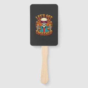 Funny Halloween Skeleton Beer Smashed Design_1 Hand Fan