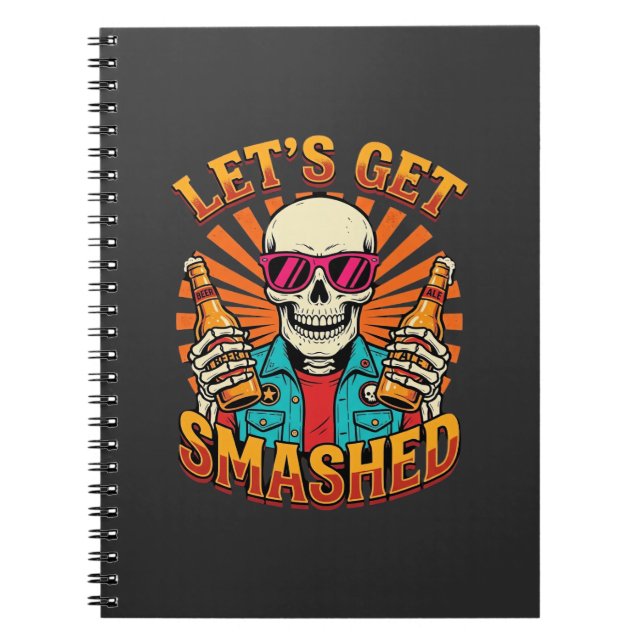 Funny Halloween Skeleton Beer Smashed Design_1 Notebook (Front)